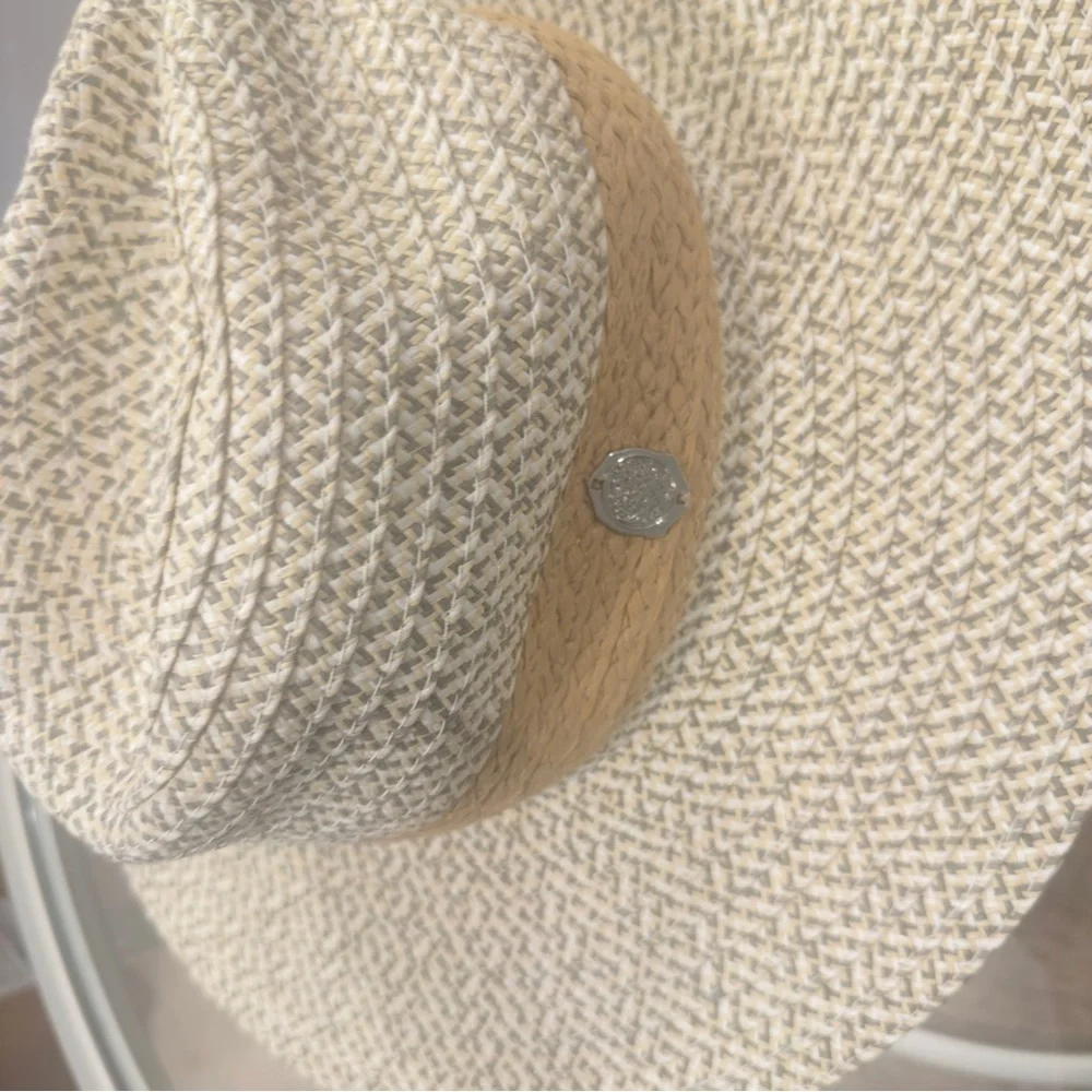 Vince Camuto Cream and Tan Woven Hat